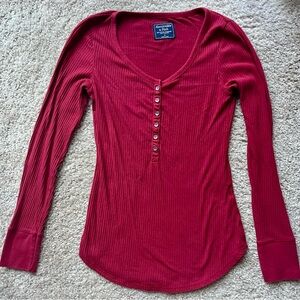 Abercrombie & Fitch Ribbed Long Sleeve Henley Shirt